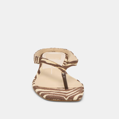 GIZEL Beige Zebra Raffia Thong Square-Toe Sandals | Dolce Vita