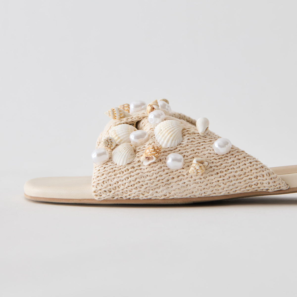Lizza Oatmeal Beaded Raffia Sandals | Dolce Vita