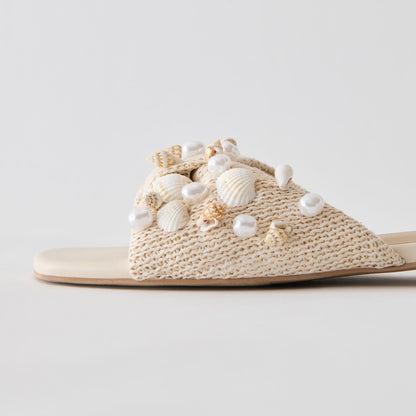 Lizza Oatmeal Beaded Raffia Sandals | Dolce Vita