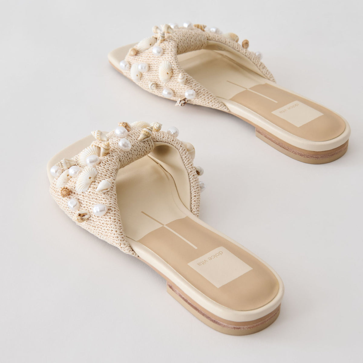 Lizza Oatmeal Beaded Raffia Sandals | Dolce Vita