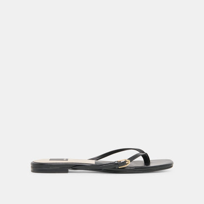 MALTA Black Leather Buckle Flip-Flop Sandals | Dolce Vita