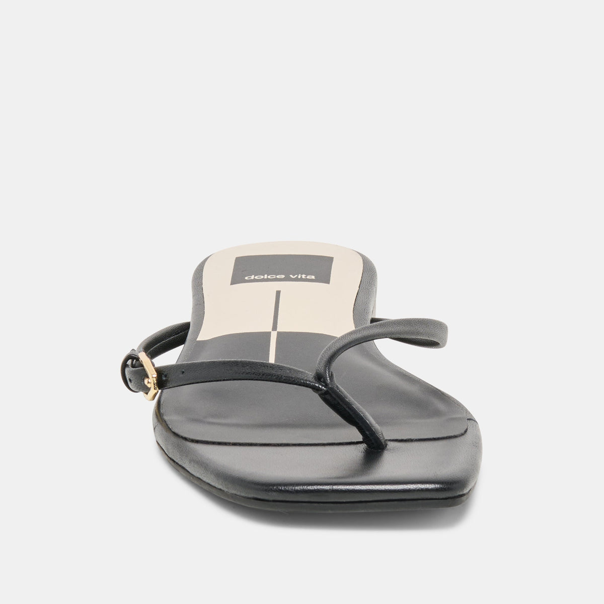 MALTA Black Leather Buckle Flip-Flop Sandals | Dolce Vita