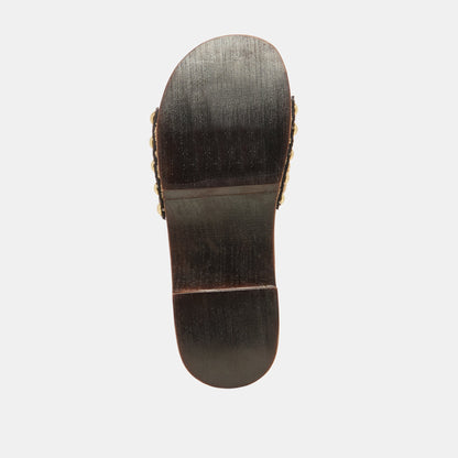 SADIE Tan Raffia Wood Sole Open-Toe Sandals | Dolce Vita
