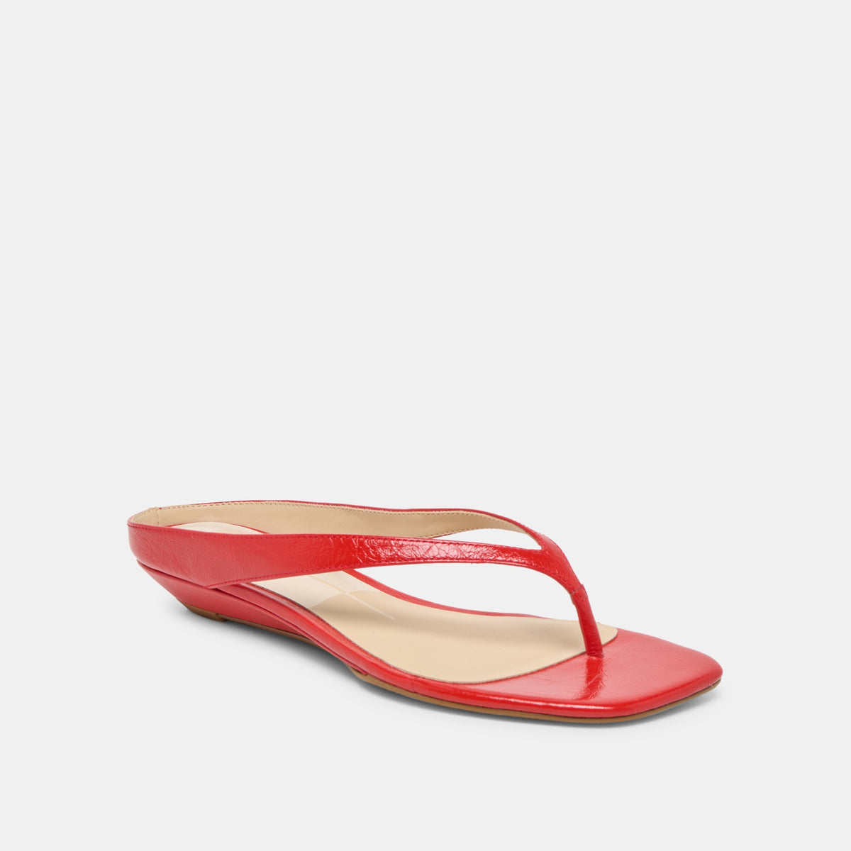GIZEL Red Crinkle Patent Thong Square-Toe Sandals | Dolce Vita