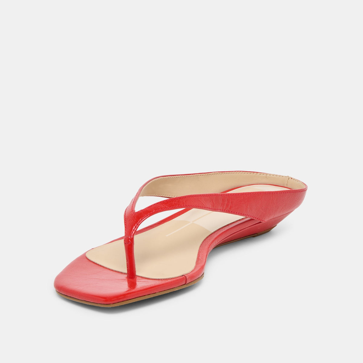 GIZEL Red Crinkle Patent Thong Square-Toe Sandals | Dolce Vita