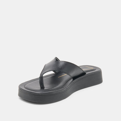 BLAYZE Black Leather Platform Flip-Flop Sandals | Dolce Vita