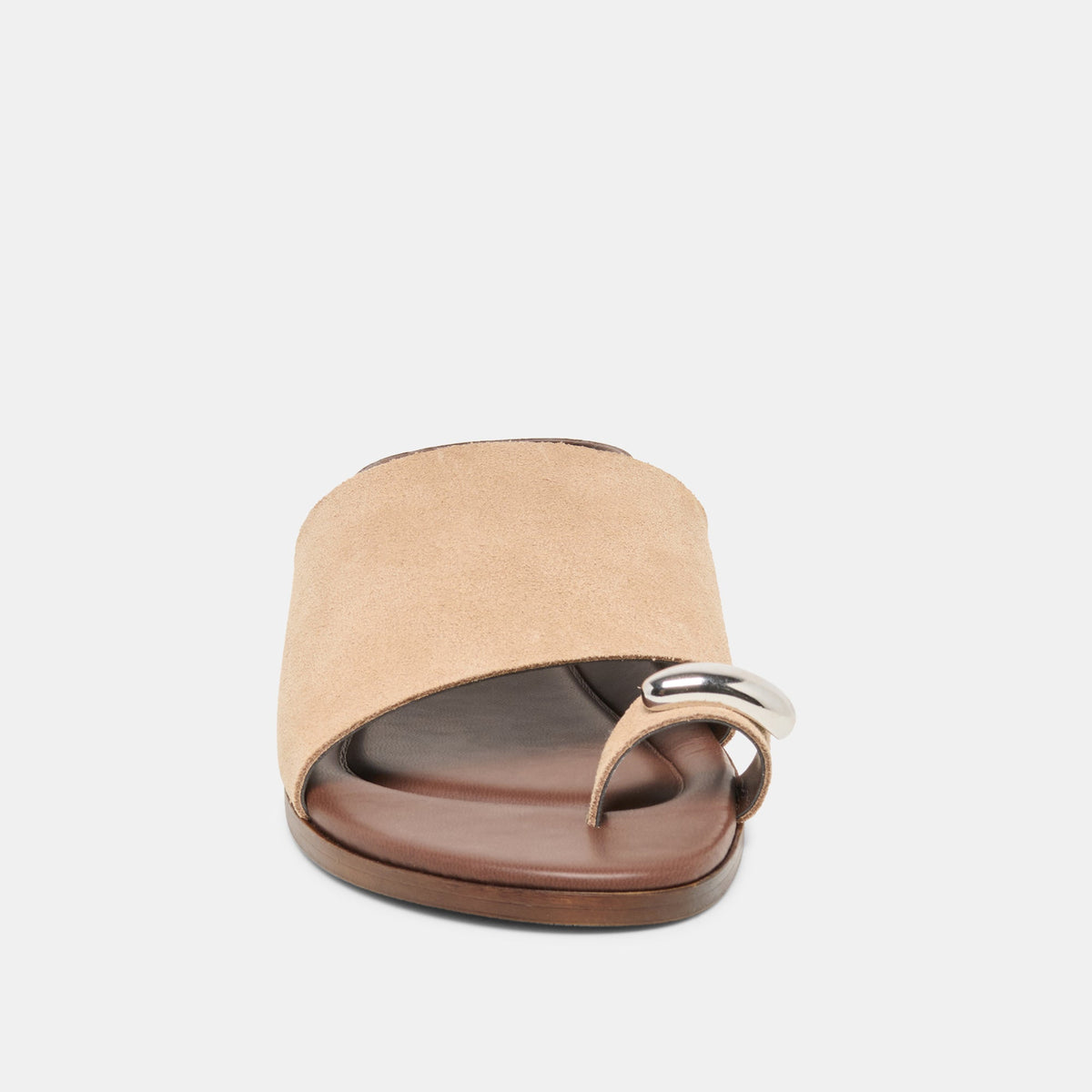 MOXY Sand Suede Metal Detail Open-Toe Sandals | Dolce Vita