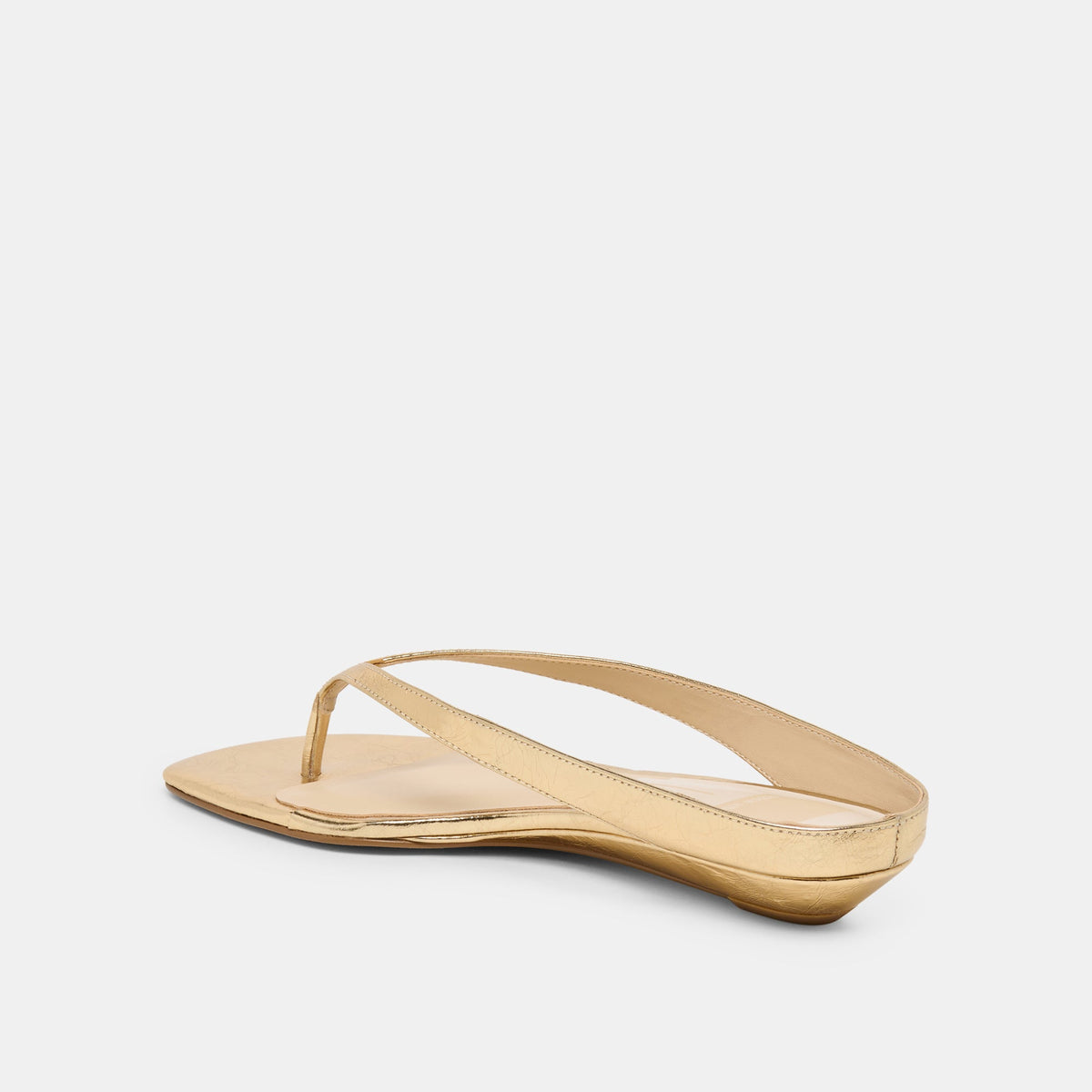 GIZEL Gold Crinkle Patent Thong Square-Toe Sandals | Dolce Vita
