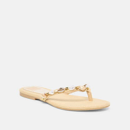 KYSHA Lt Natural Raffia Shell Flip-Flop Sandals | Dolce Vita