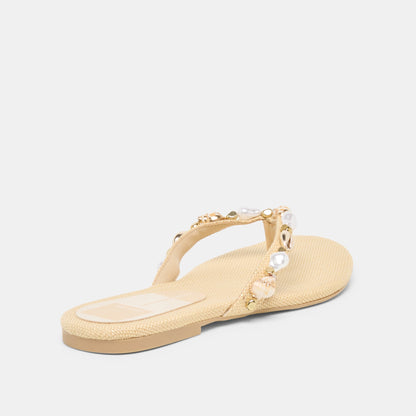 KYSHA Lt Natural Raffia Shell Flip-Flop Sandals | Dolce Vita