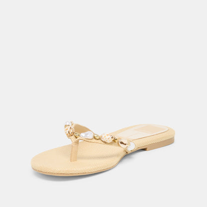 KYSHA Lt Natural Raffia Shell Flip-Flop Sandals | Dolce Vita