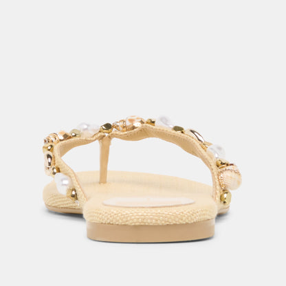 KYSHA Lt Natural Raffia Shell Flip-Flop Sandals | Dolce Vita