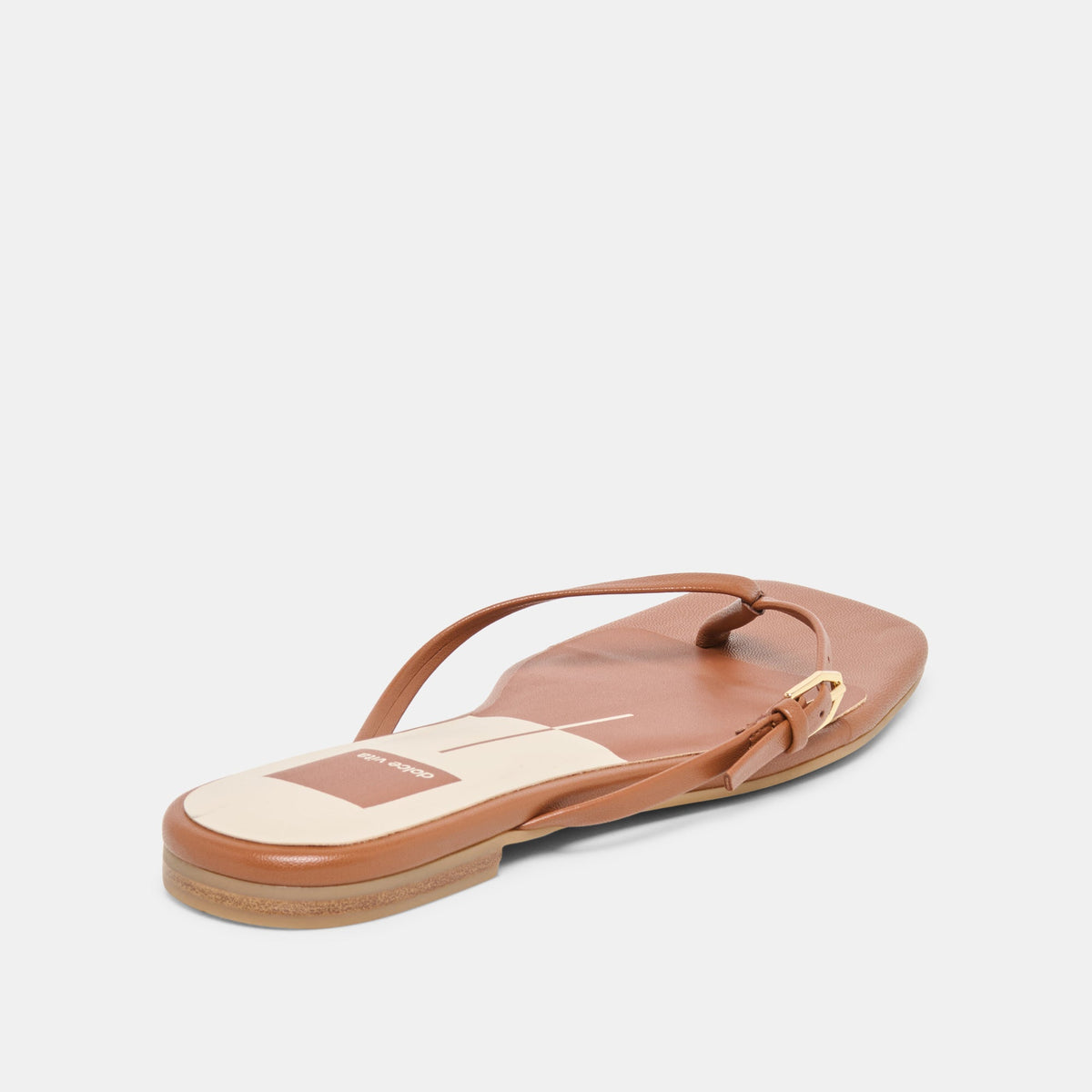 MALTA Cognac Leather Buckle Flip-Flop Sandals | Dolce Vita