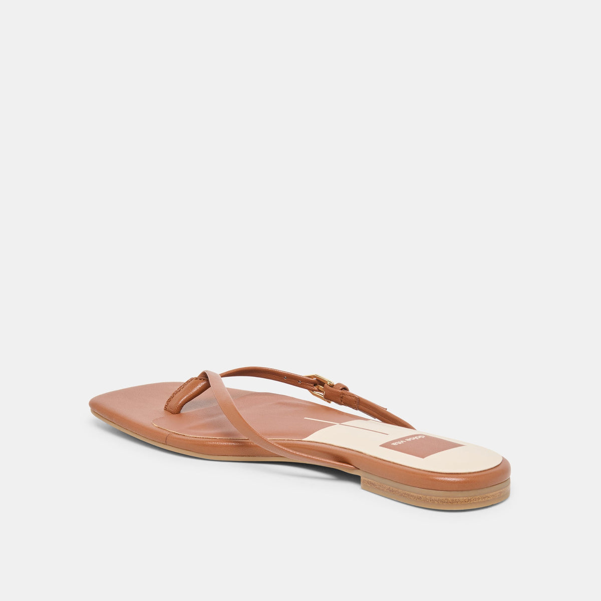 MALTA Cognac Leather Buckle Flip-Flop Sandals | Dolce Vita