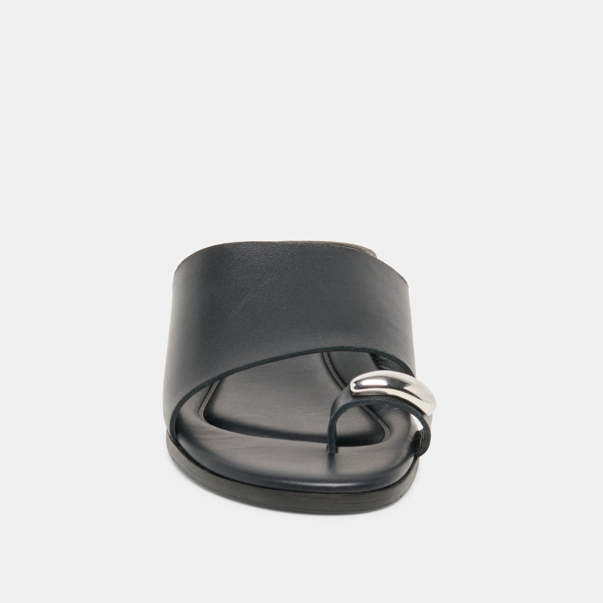MOXY Black Leather Metal Detail Open-Toe Sandals | Dolce Vita