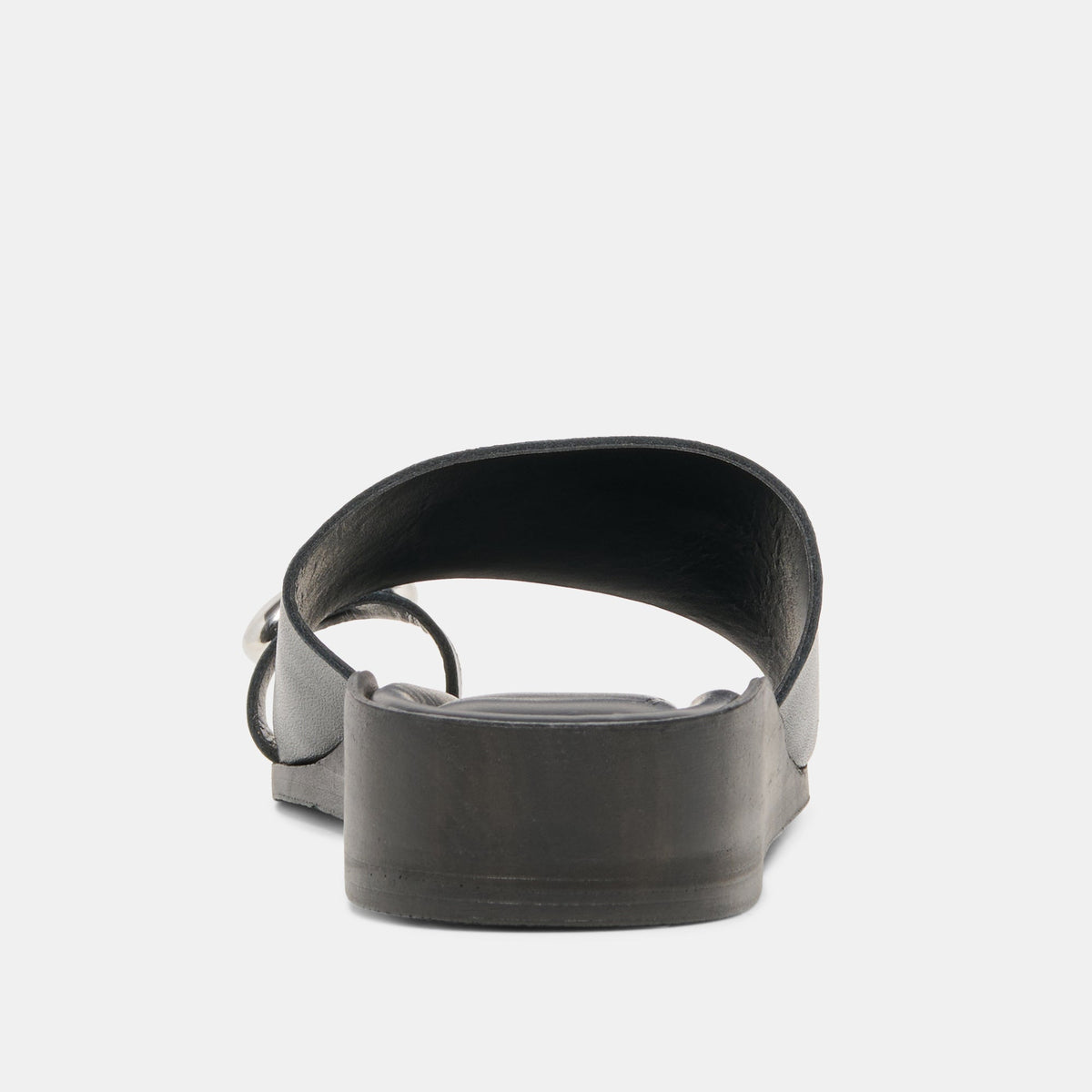 MOXY Black Leather Metal Detail Open-Toe Sandals | Dolce Vita