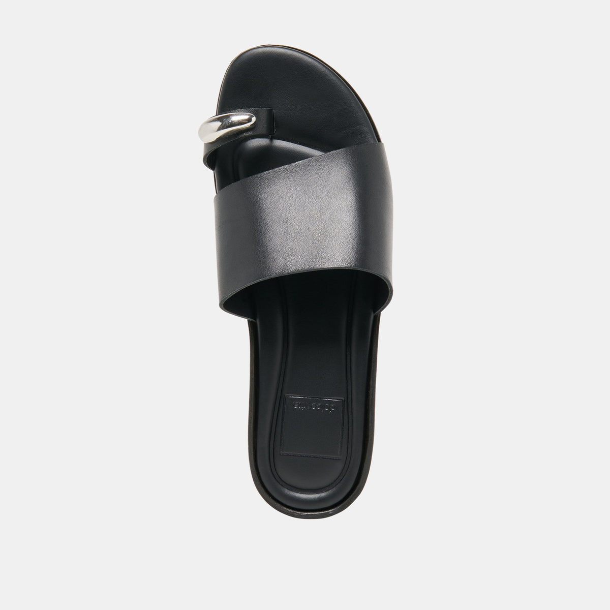 MOXY Black Leather Metal Detail Open-Toe Sandals | Dolce Vita