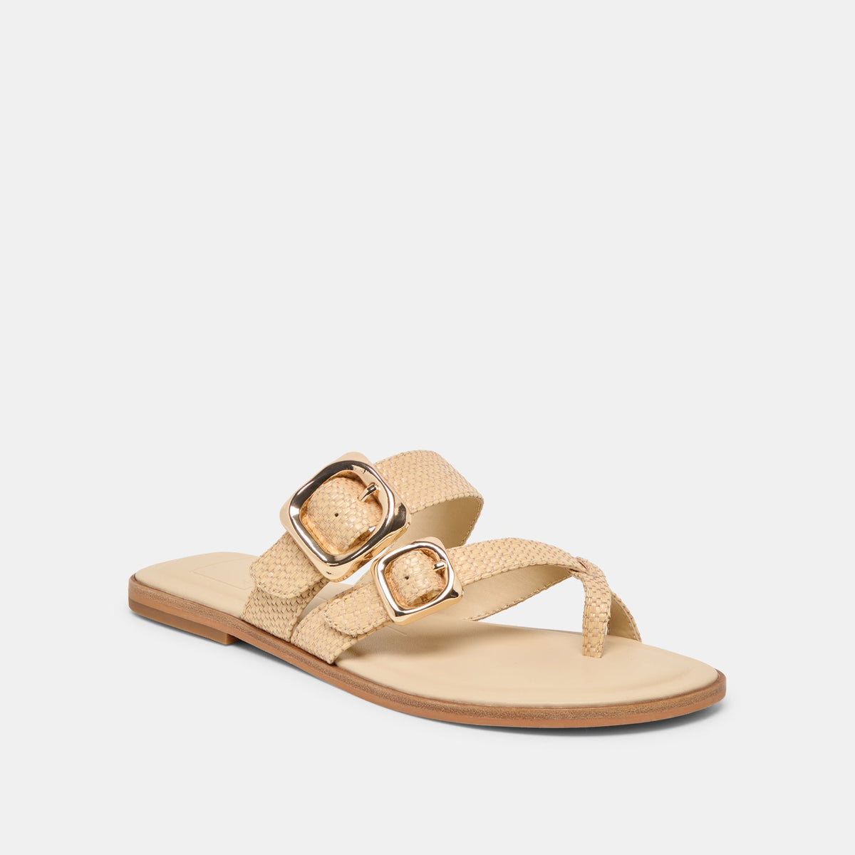 SHORE Sand Raffia Flip-Flop Buckled Sandals | Dolce Vita