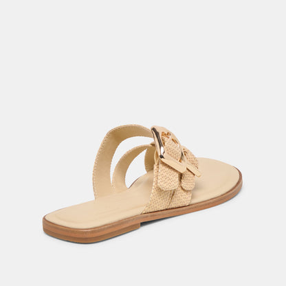 SHORE Sand Raffia Flip-Flop Buckled Sandals | Dolce Vita