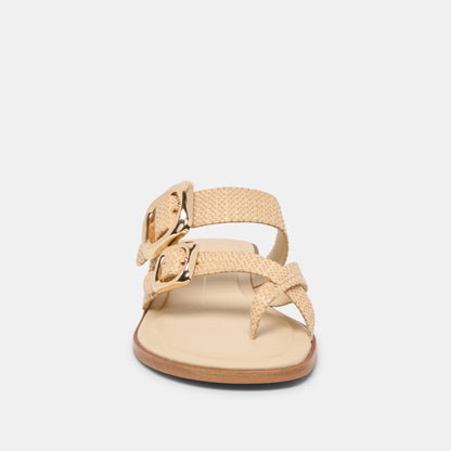 SHORE Sand Raffia Flip-Flop Buckled Sandals | Dolce Vita