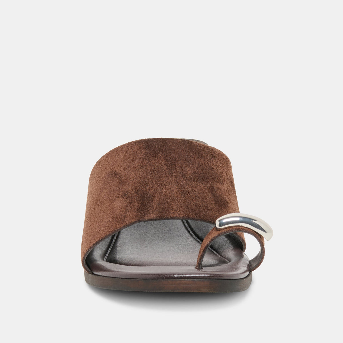 MOXY Dk Brown Suede Metal Detail Open-Toe Sandals | Dolce Vita