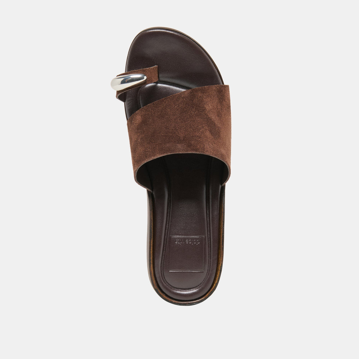 MOXY Dk Brown Suede Metal Detail Open-Toe Sandals | Dolce Vita