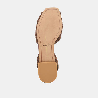 MARZY Cocoa Raffia Slingback Peep-Toe Sandals | Dolce Vita