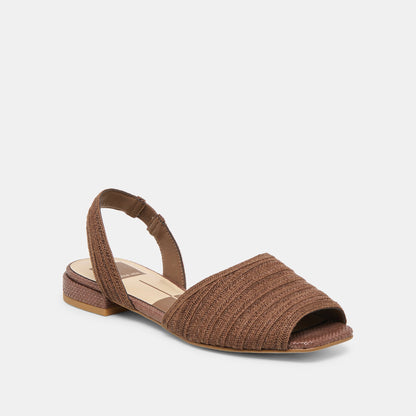 MARZY Cocoa Raffia Slingback Peep-Toe Sandals | Dolce Vita
