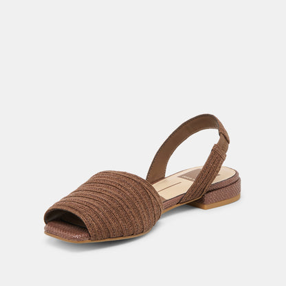MARZY Cocoa Raffia Slingback Peep-Toe Sandals | Dolce Vita