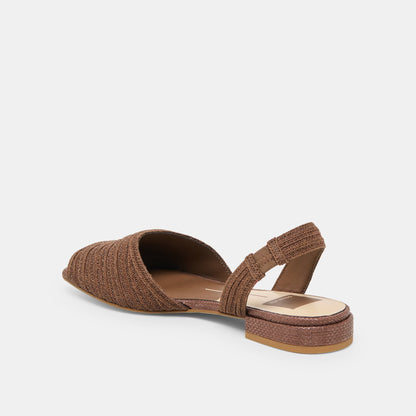 MARZY Cocoa Raffia Slingback Peep-Toe Sandals | Dolce Vita