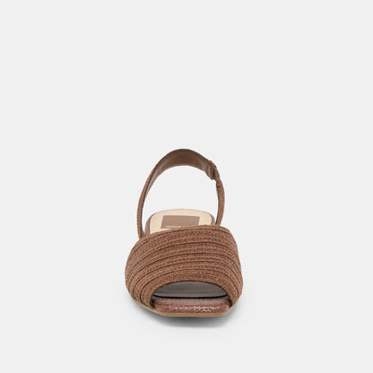 MARZY Cocoa Raffia Slingback Peep-Toe Sandals | Dolce Vita