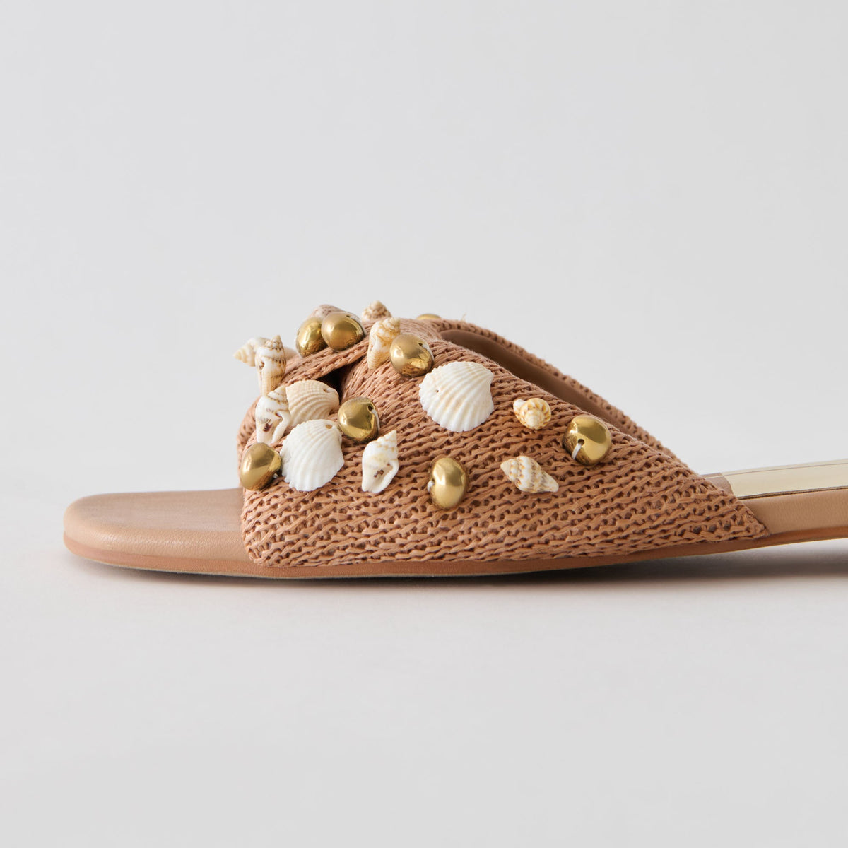 Lizza Toffee Beaded Raffia Sandals | Dolce Vita