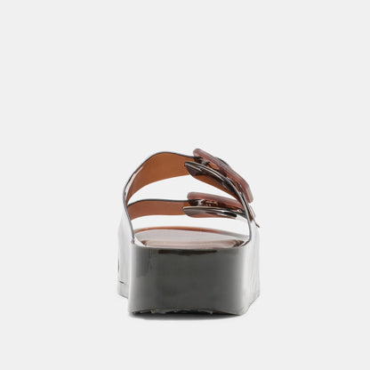 JULIO X Chocolate Vinyl Jelly Platform Sandals | Dolce Vita