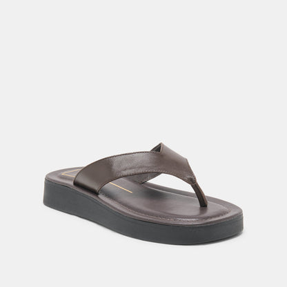 BLAYZE Dk Chocolate Leather Platform Flip-Flop Sandals | Dolce Vita
