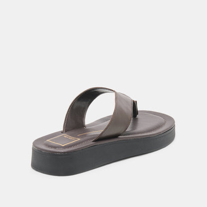 BLAYZE Dk Chocolate Leather Platform Flip-Flop Sandals | Dolce Vita