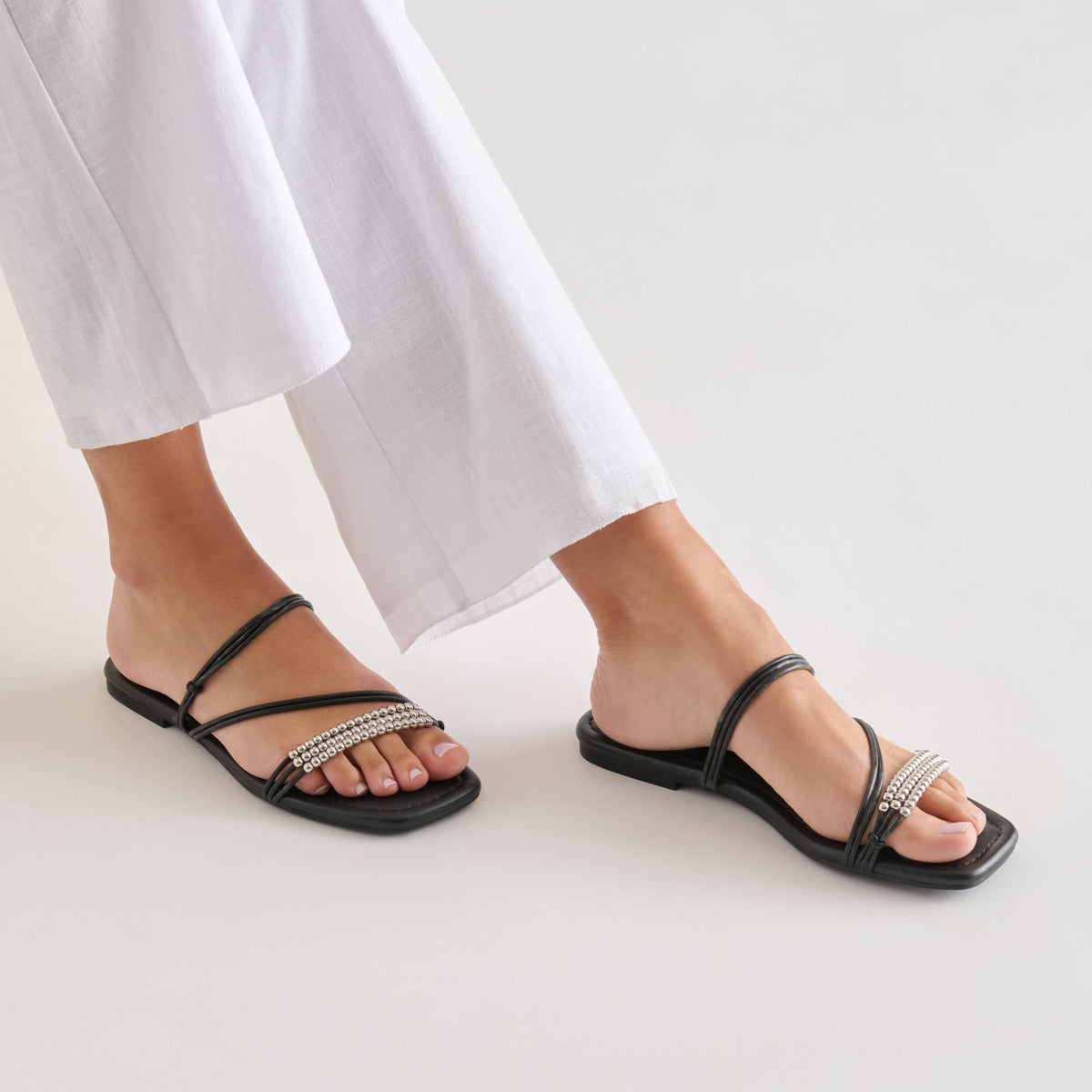 LYNDEE BEAD Black Stella Strappy Open-Toe Sandals | Dolce Vita