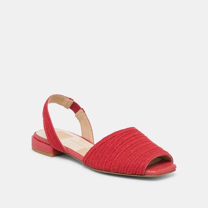 MARZY Red Raffia Slingback Peep-Toe Sandals | Dolce Vita
