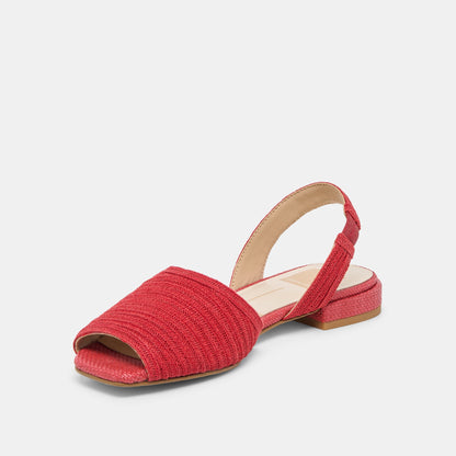 MARZY Red Raffia Slingback Peep-Toe Sandals | Dolce Vita