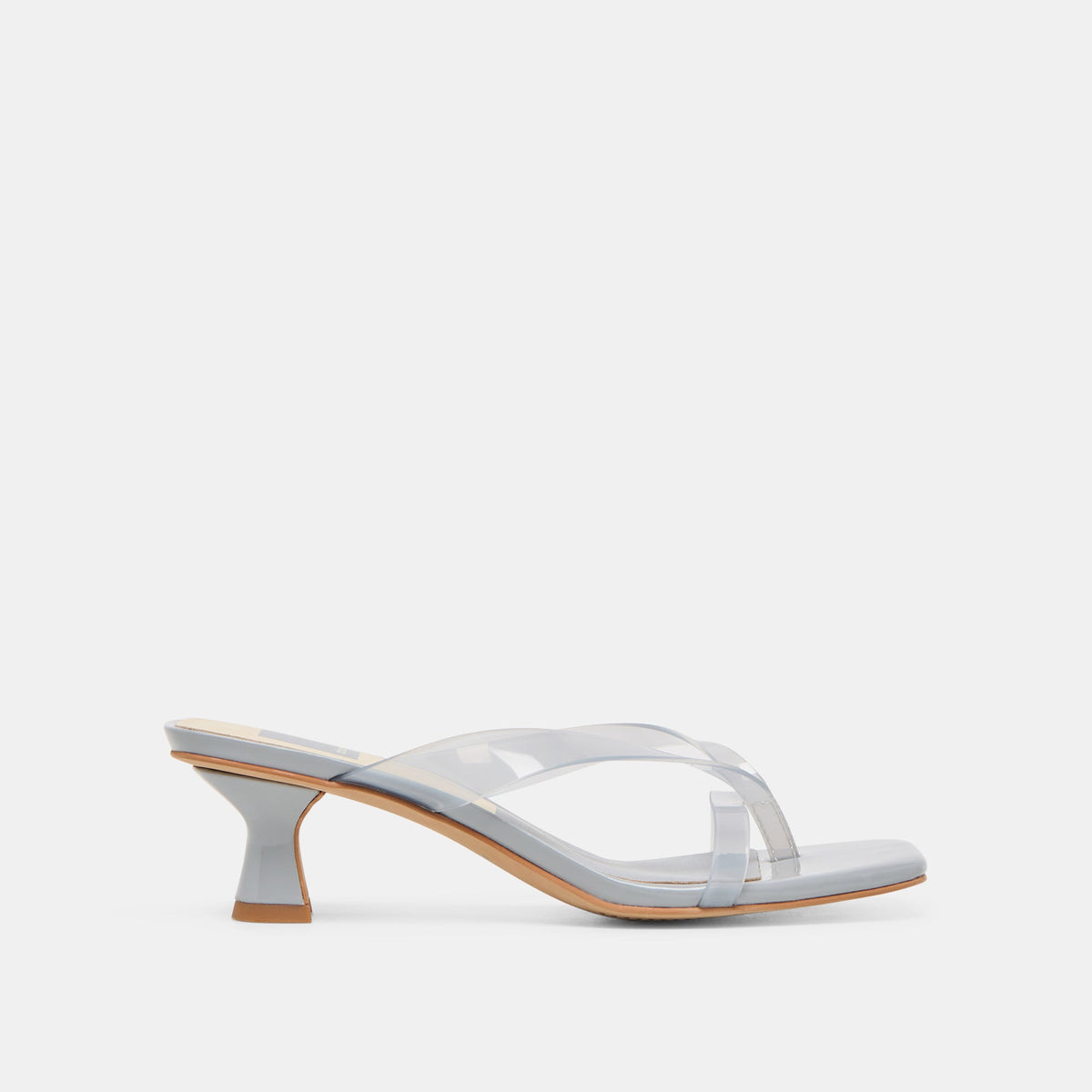 Brevel Vinyl Wide Dusty Blue Jelly Heels | Dolce Vita