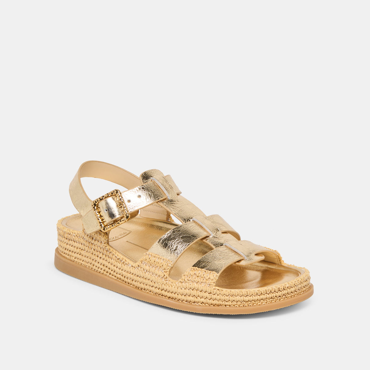 Shenna Gold Distressed Leather Sandals | Dolce Vita