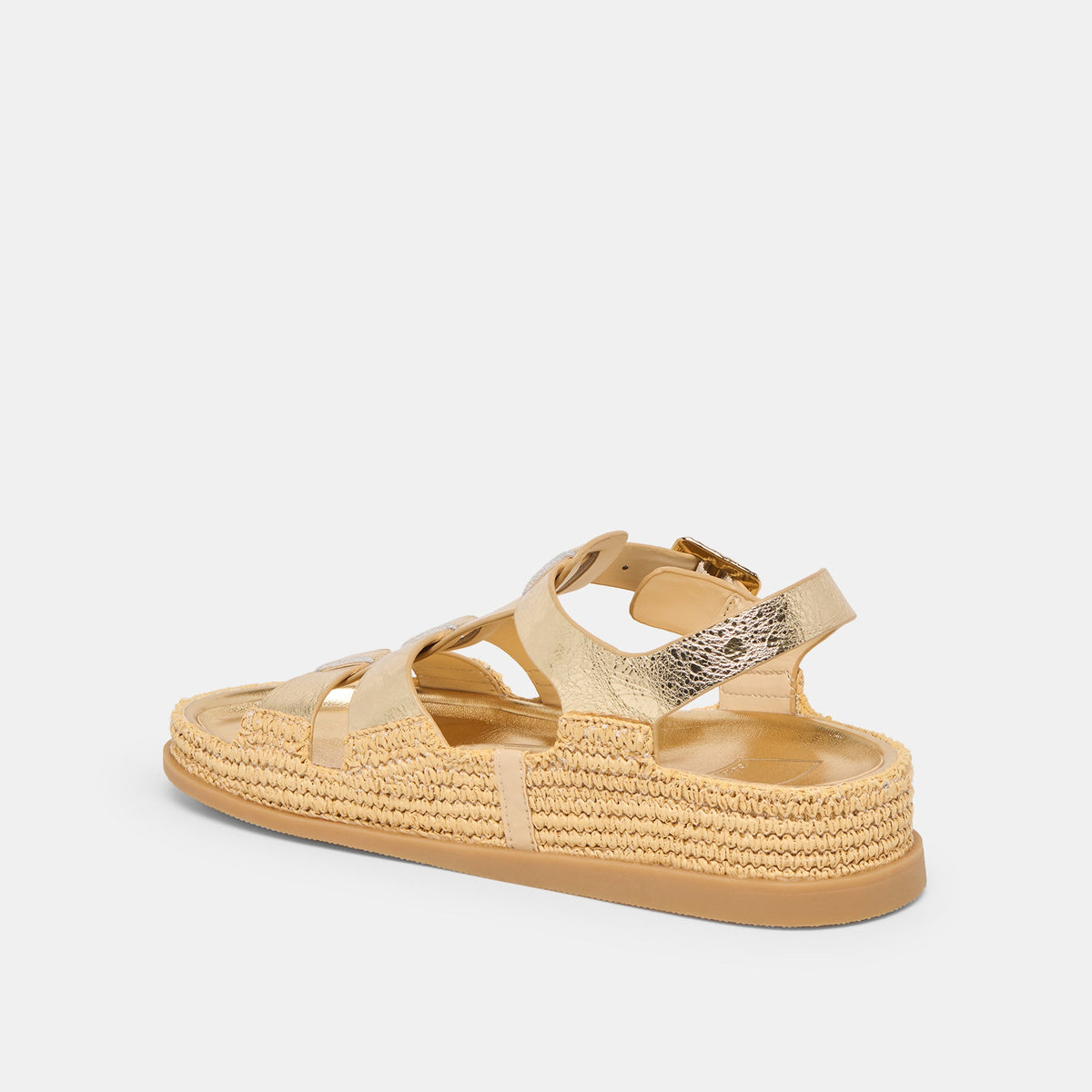 Shenna Gold Distressed Leather Sandals | Dolce Vita