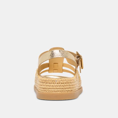 Shenna Gold Distressed Leather Sandals | Dolce Vita