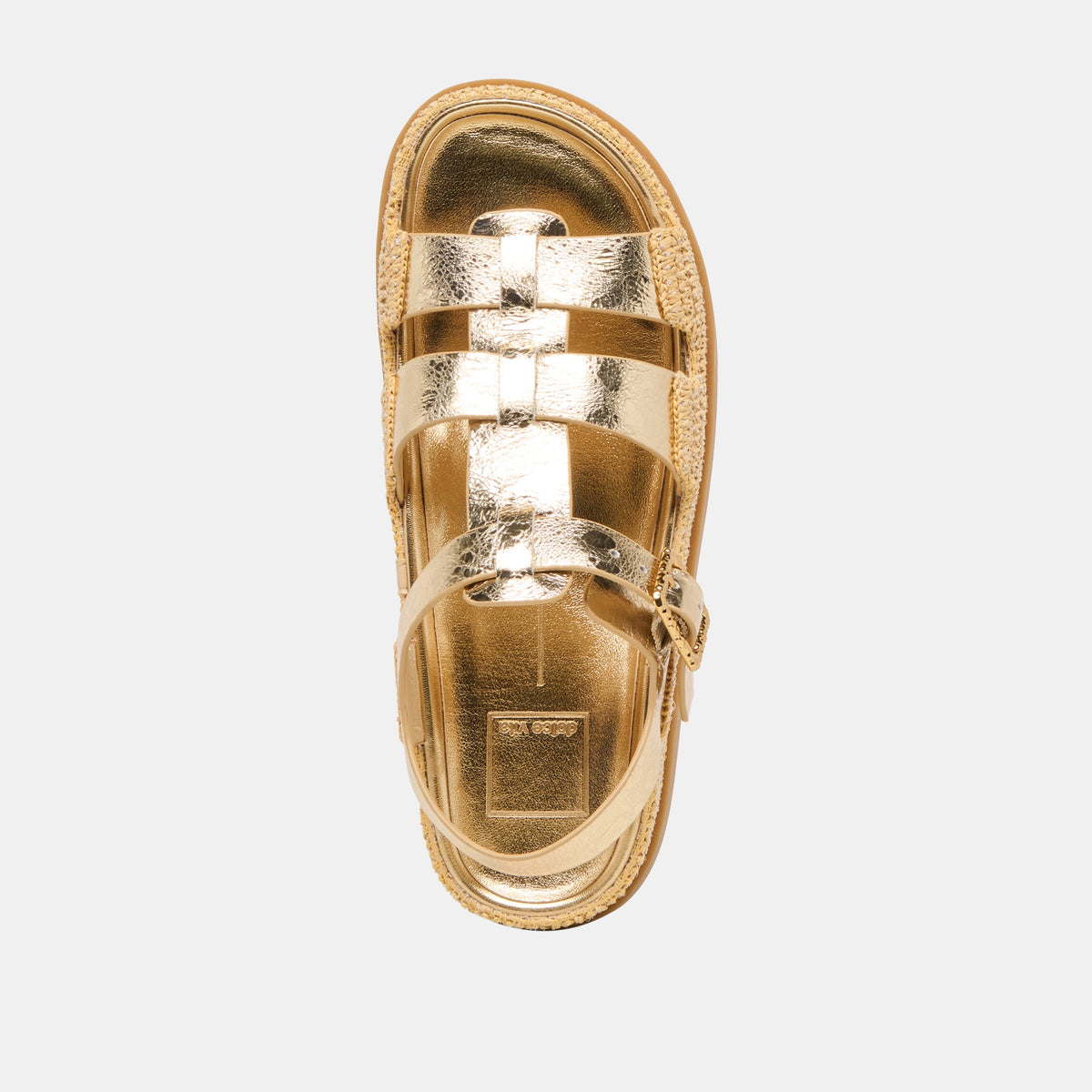 Shenna Gold Distressed Leather Sandals | Dolce Vita