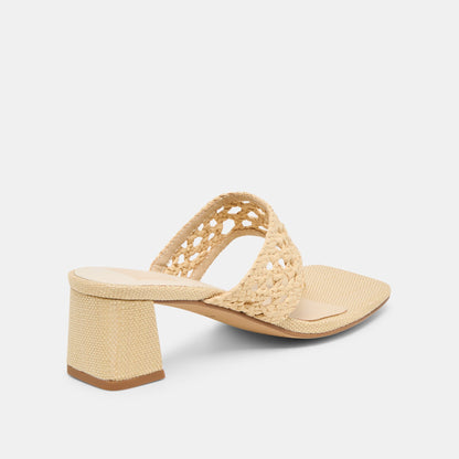 Barlo Lt Natural Woven Raffia Heels | Dolce Vita