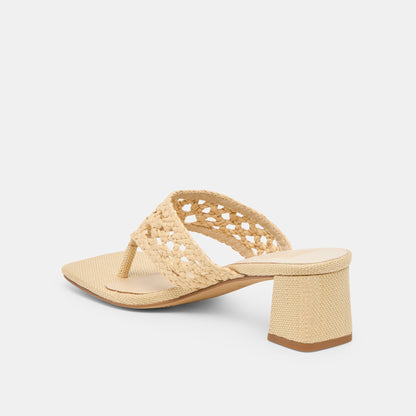 Barlo Lt Natural Woven Raffia Heels | Dolce Vita