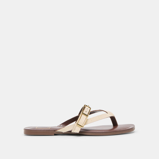 Piers Beige Croco Embossed Leather Sandals | Dolce Vita