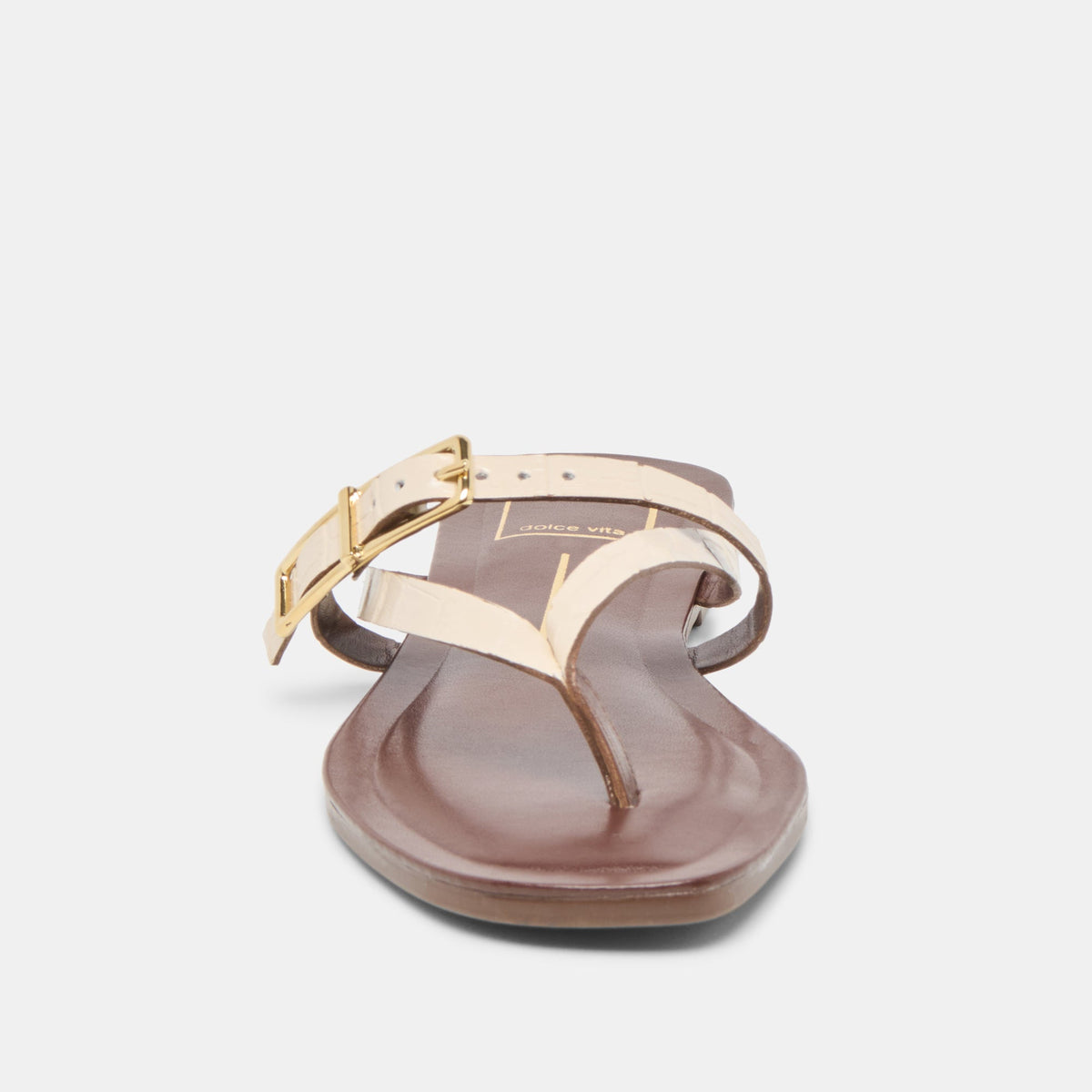 Piers Beige Croco Embossed Leather Sandals | Dolce Vita