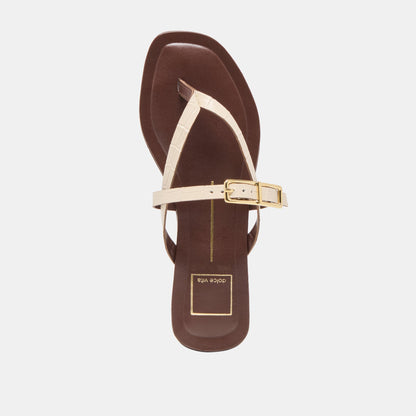 Piers Beige Croco Embossed Leather Sandals | Dolce Vita
