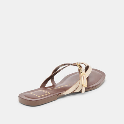 Piers Beige Croco Embossed Leather Sandals | Dolce Vita