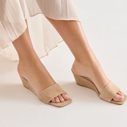 Qaily Camel Suede Wedges | Dolce Vita